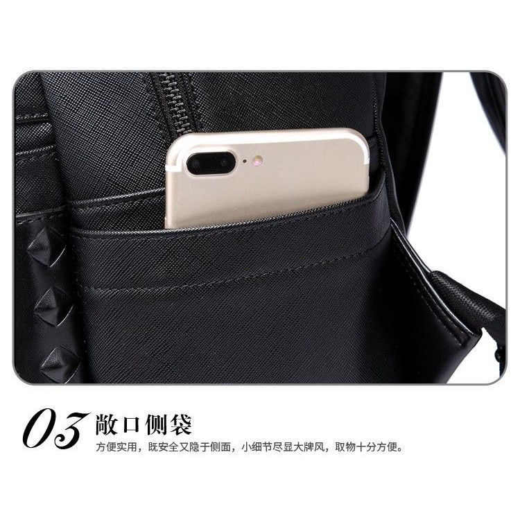 Balô Nam Nữ Unisex Phối Đinh Tán Chất Da PU Lì Cao Cấp Chống Nước