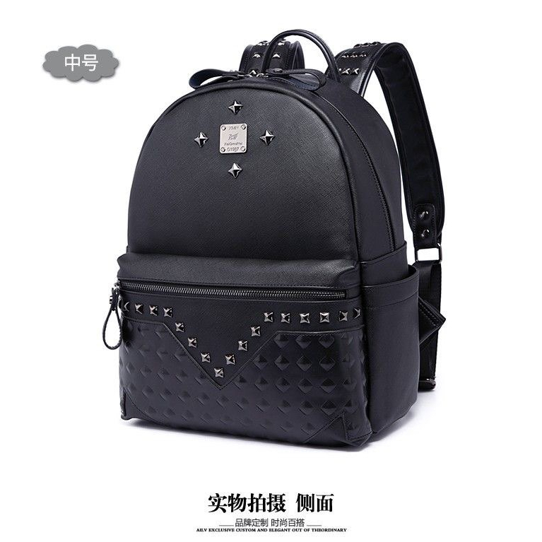 Balô Nam Nữ Unisex Phối Đinh Tán Chất Da PU Lì Cao Cấp Chống Nước