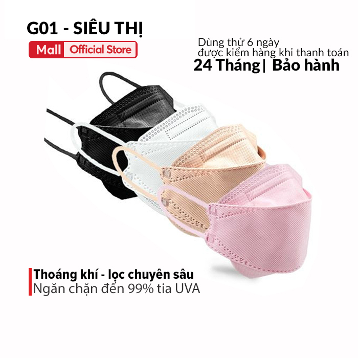 Combo 50 khẩu trang 4 lớp chống bụi mịn, thiết kế chống lem son G01 KF94 màu đen chính hãng