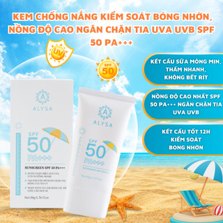 Kem chống nắng ALYSA giúp kiểm soát bóng nhờn, kem chống nắng da mặt bảo vệ da ngăn chặn trước tia UVA UVB SPF50+++ 50ml