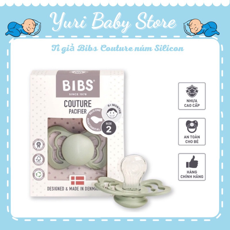 Ty giả BIBS Couture Silicon núm dẹt chống hô cho bé hàng Đan Mạch chính hãng