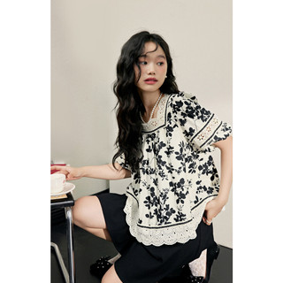 A007 áo cổ vuông phối ren xuất dư của kuose