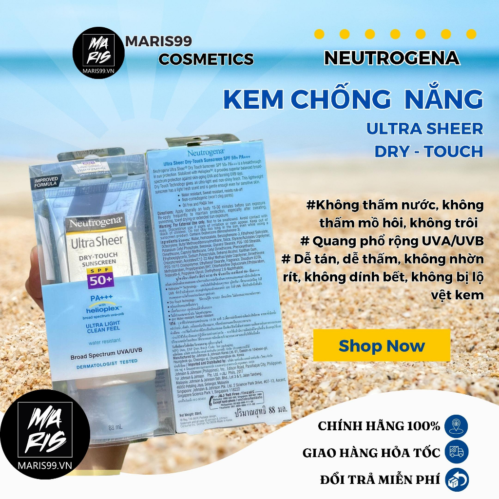 Kem chống nắng Neutrogena Ultra Sheer Dry Touch SPF 50 ( 88ml ) - Hàng nhập khẩu