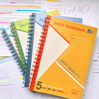 Sổ lò xo kép caro bìa nhựa B5 KLong 200 trang; MS: 299