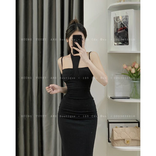Đầm 2 dây cúp ngực cổ yếm