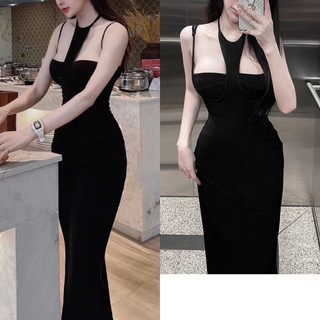 Đầm 2 dây cúp ngực cổ yếm