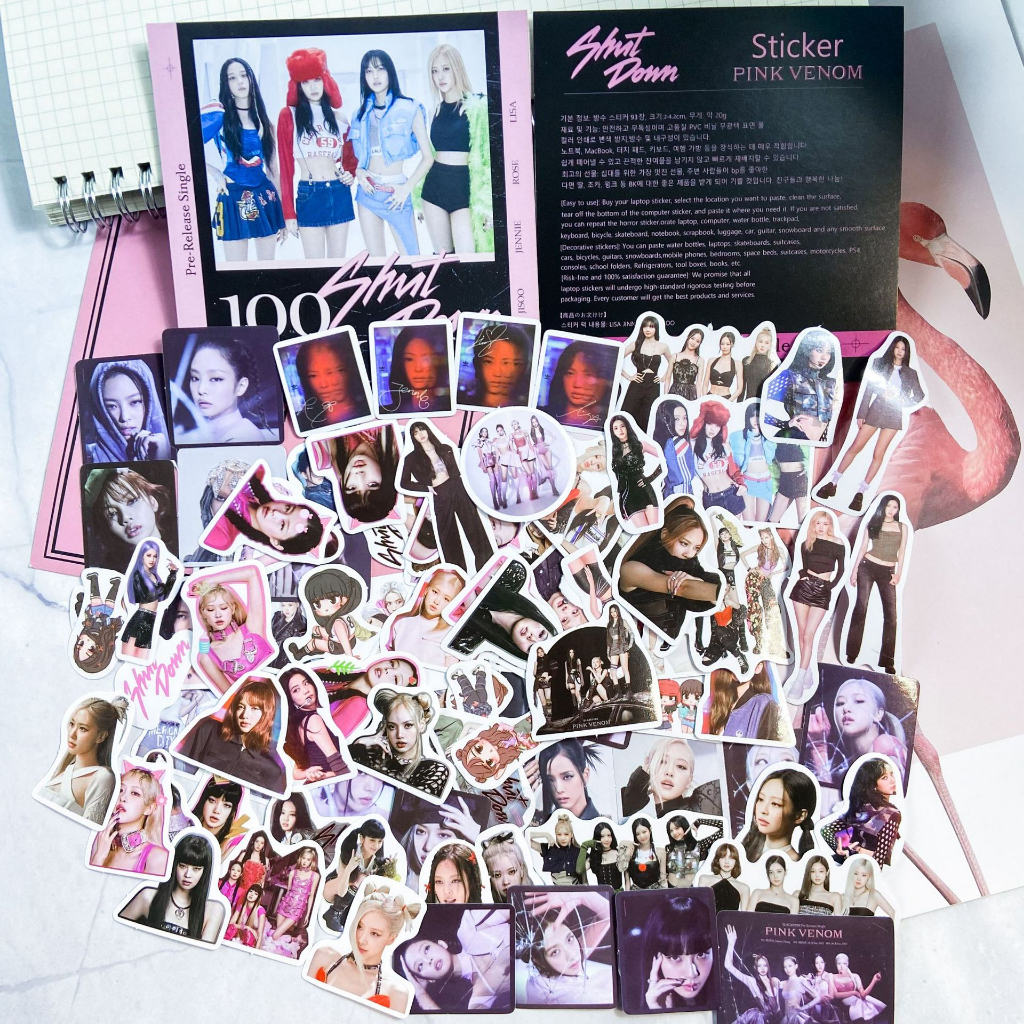 Set 100 sticker niêm phong biểu cảm đáng yêu nhóm nhạc Blackpink trang trí sổ tay, bình nước