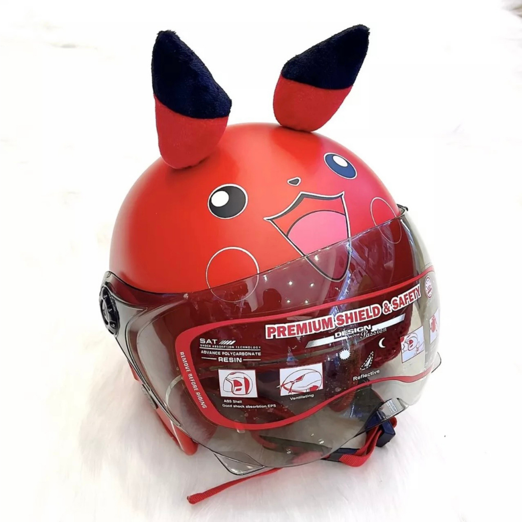 [ GIÁ TỐT ] Nón Bảo Hiểm 3/4 PIKACHU Trẻ Em Có Kính Từ 5 -10 Tuổi