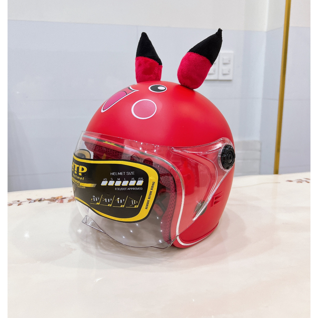 [ GIÁ TỐT ] Nón Bảo Hiểm 3/4 PIKACHU Trẻ Em Có Kính Từ 5 -10 Tuổi