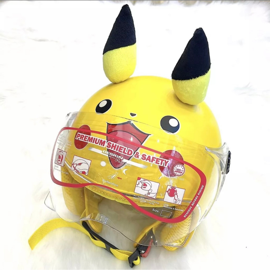 [ GIÁ TỐT ] Nón Bảo Hiểm 3/4 PIKACHU Trẻ Em Có Kính Từ 5 -10 Tuổi
