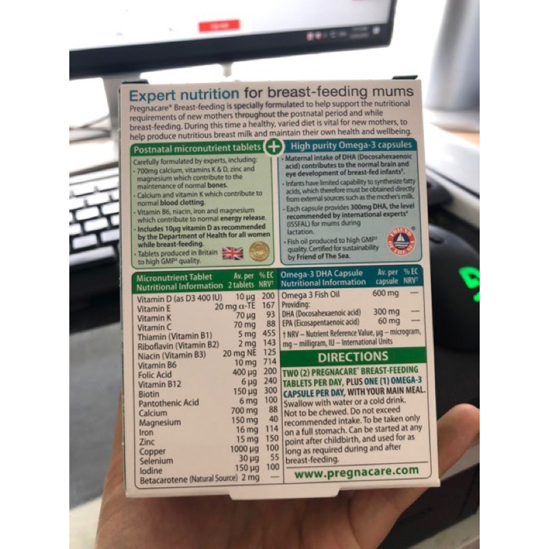 Viên uống bổ sung cho phụ nữ sau sinh Pregnacare Breast-feeding