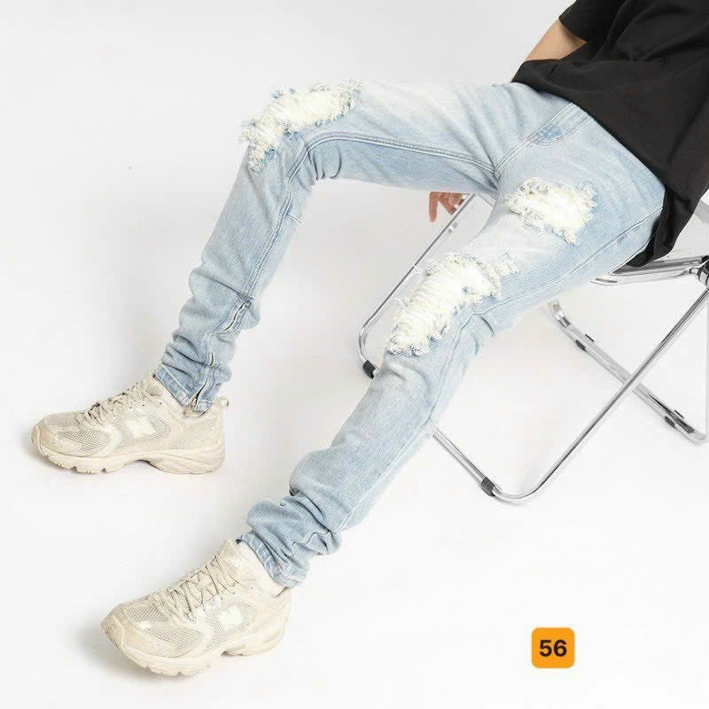 Quần Jean Nam Chất Bò DR9384RT Co giản Phối dây kéo Cá Tính Trẻ Trung