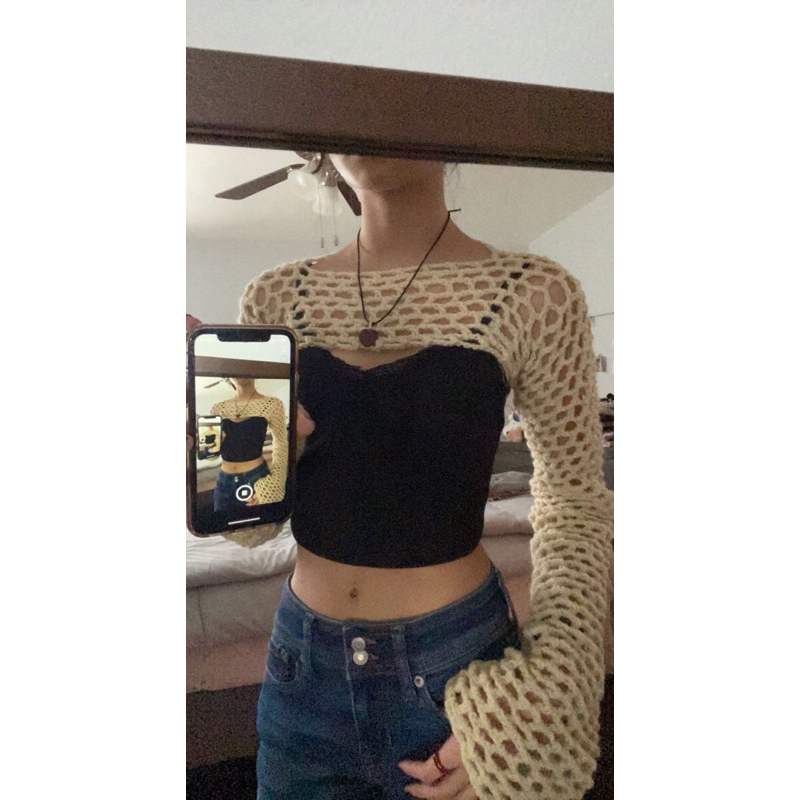 Áo croptop lưới cool ngầu_Handmade