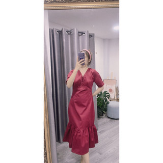 ĐẦM KAKI CỔ V ĐUÔI CÁ
