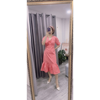ĐẦM KAKI CỔ V ĐUÔI CÁ
