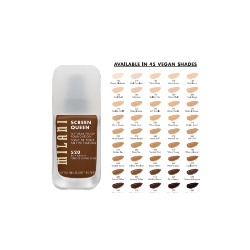 Kem nền Milani Screen Queen Cruelty Free Foundation with Digital Bluelight Filter Technology - 1 fl oz