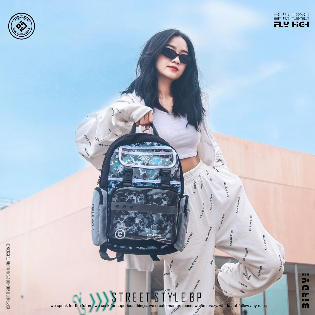 Balo nam đi học thời trang màu đen, xám camo nam nữ Local Brand BIRDYBAG - STYLE FUEL Backpack Unisex