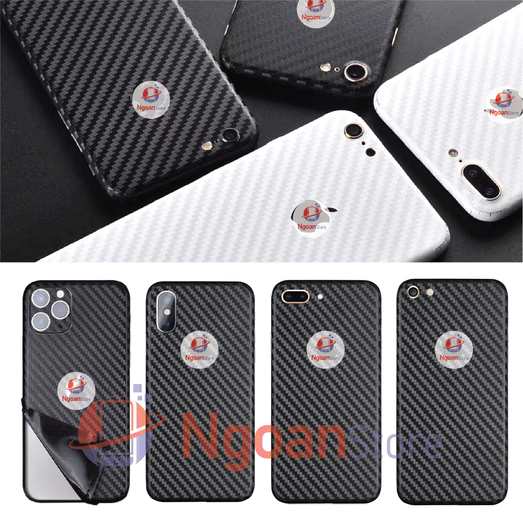 Miếng dán skin vân cacbon Đen, mờ Full Viền iPhone 14 Pro Max, 14 Pro, 13 Pro Max, 13 Pro, 12, 11, X, 8, 7, 6, 5