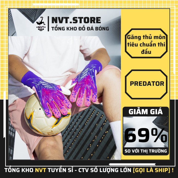 Găng tay thủ môn Adidas Predator Mutator bắt bóng siêu dính,  bao tay bắt bóng chống thấm có handtrap - NVT.store.vn