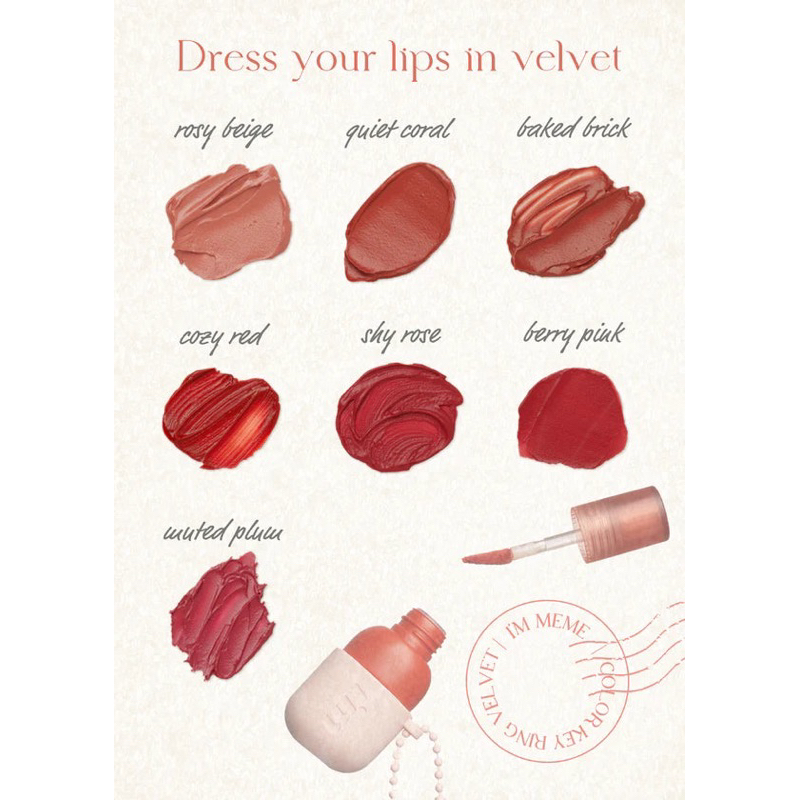 Son Kem Lì Im Meme Color Key Ring Velvet Tint