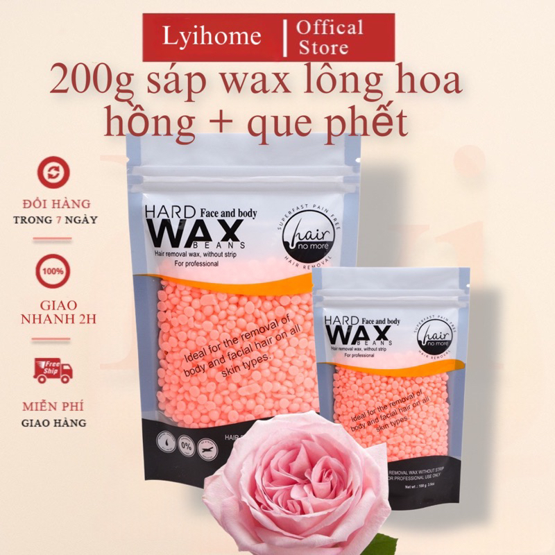 200G Sáp wax lông nóng cao cấp hoa hồng, wax lông nách tay chân, sáp wax ria mép Lyihome