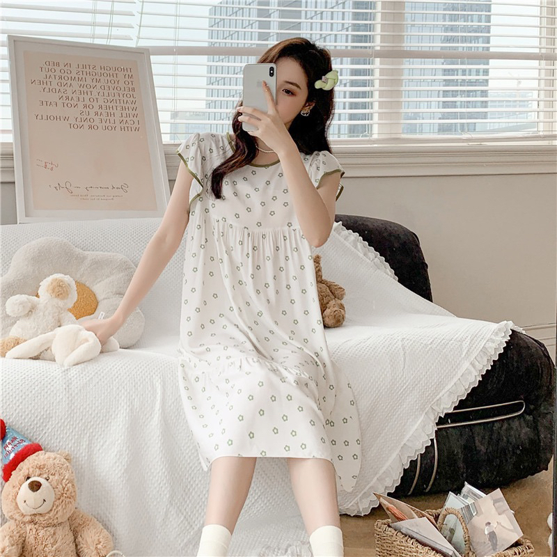 Đầm bầu, váy mặc nhà sát nách phối bèo lanh lụa dễ thương, freesize nhiều hoạ tiết