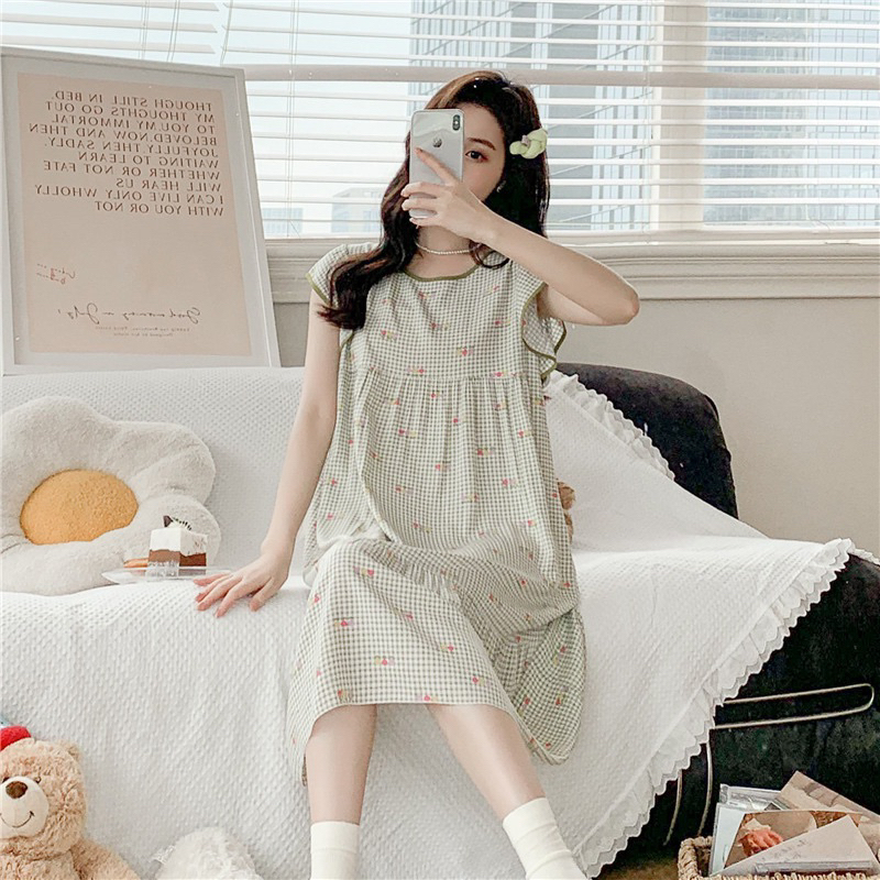 Đầm bầu, váy mặc nhà sát nách phối bèo lanh lụa dễ thương, freesize nhiều hoạ tiết