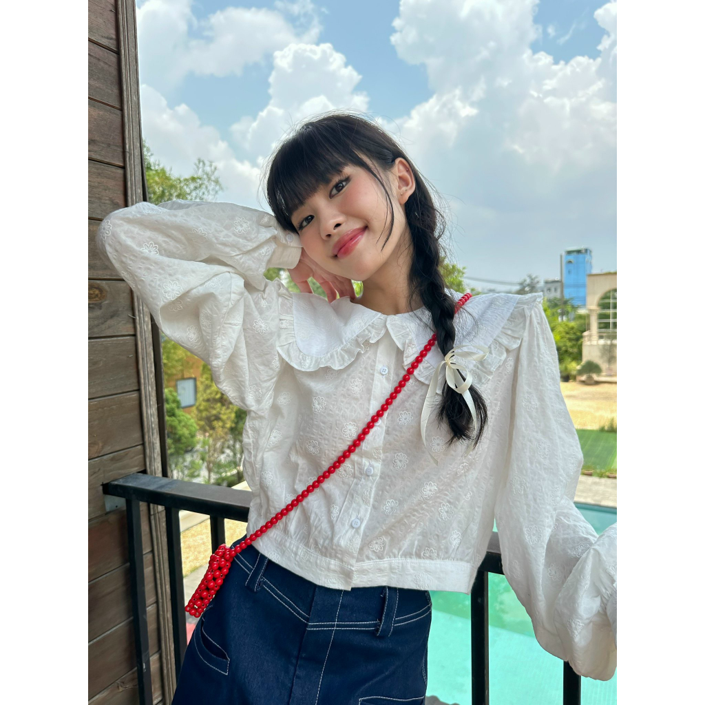 Áo kiểu tay dài cổ sen viền bèo CAROL TOP