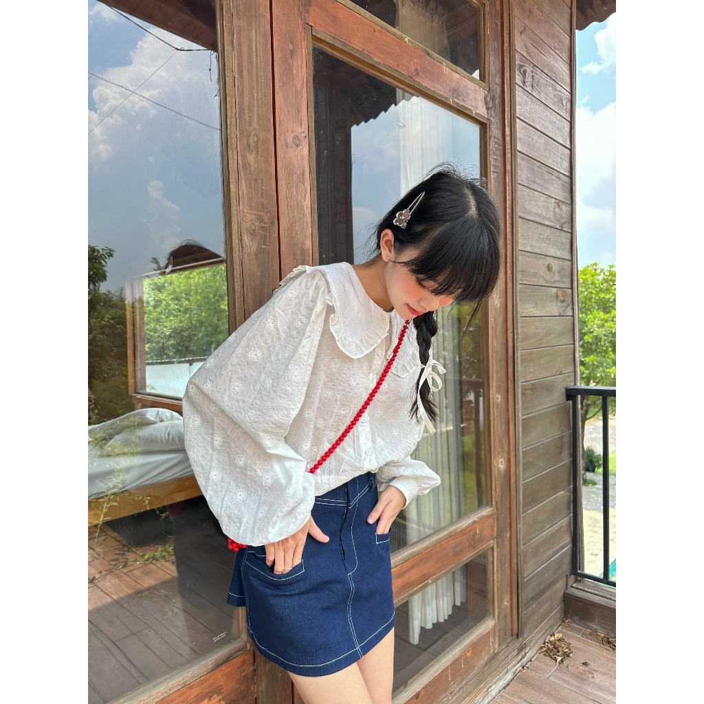 Áo kiểu tay dài cổ sen viền bèo CAROL TOP