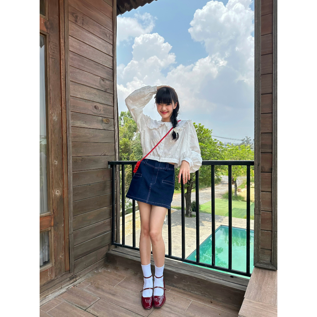 Áo kiểu tay dài cổ sen viền bèo CAROL TOP