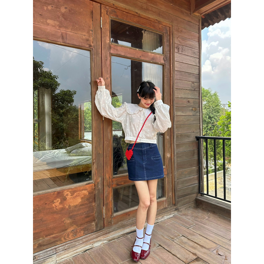 Áo kiểu tay dài cổ sen viền bèo CAROL TOP