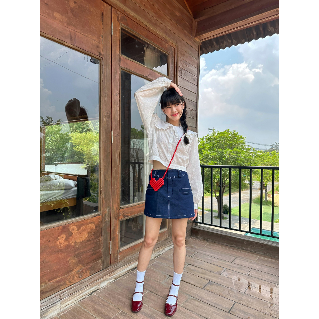 Áo kiểu tay dài cổ sen viền bèo CAROL TOP