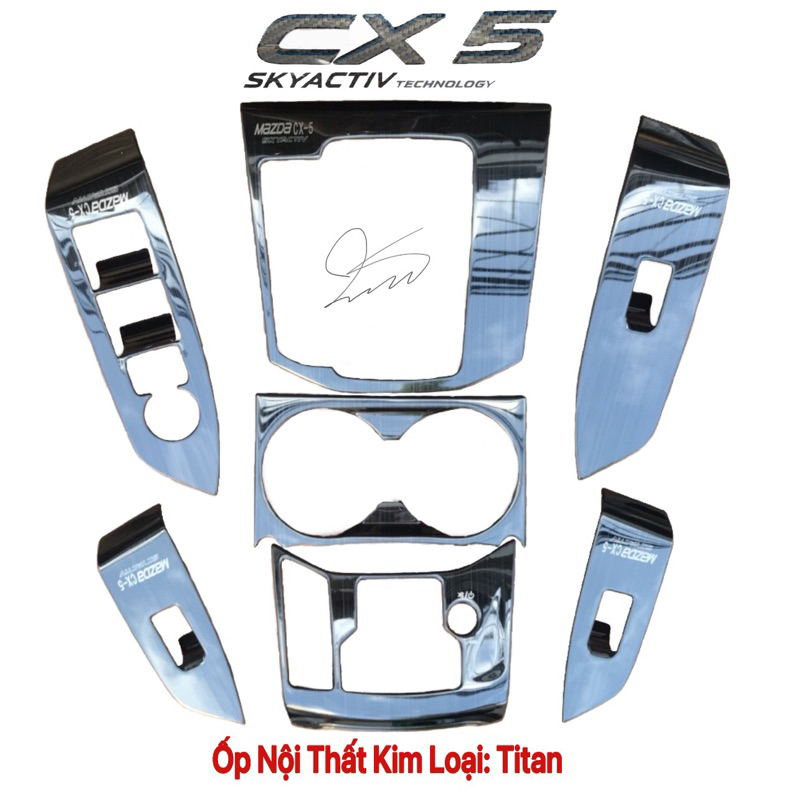 Ốp nội thất Cx5 2018 - 2023 titanium titan dán phụ kiện trang trí xe hơi mazda 2019 2020 2021 2022 hộp số công tắc kính