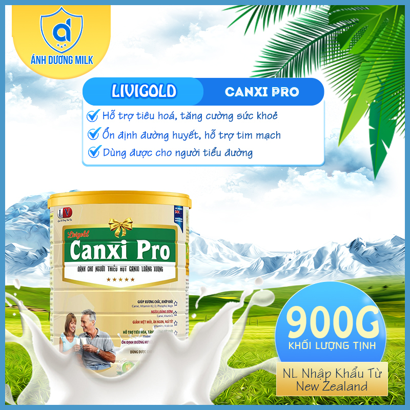 Sữa Bột Livigold Canxi PRO Cho Người Thiếu Hụt Canxi, Loãng Xương, Gíup Ăn Ngon Ngủ Ngon Hộp 900g