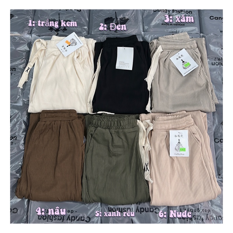 Quần suông thun gân tăm siêu xinh nhiều màu trendy