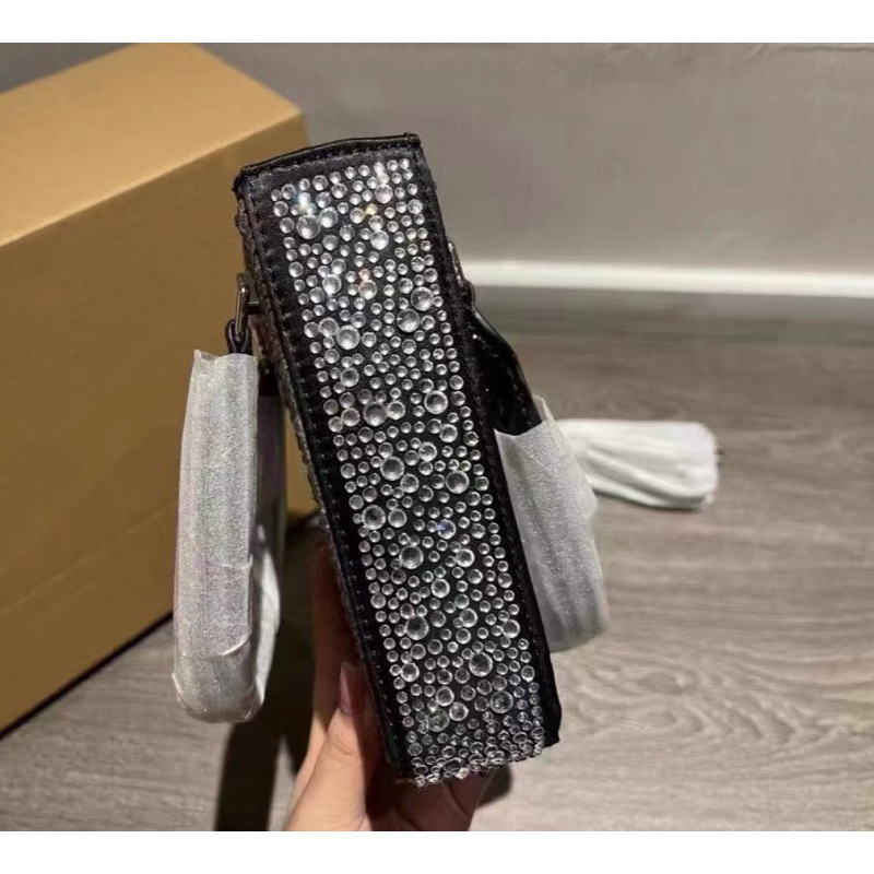 Túi Pra Small crystal-studded satin tote bag Bên trong lót vải logo fullbox W188-17