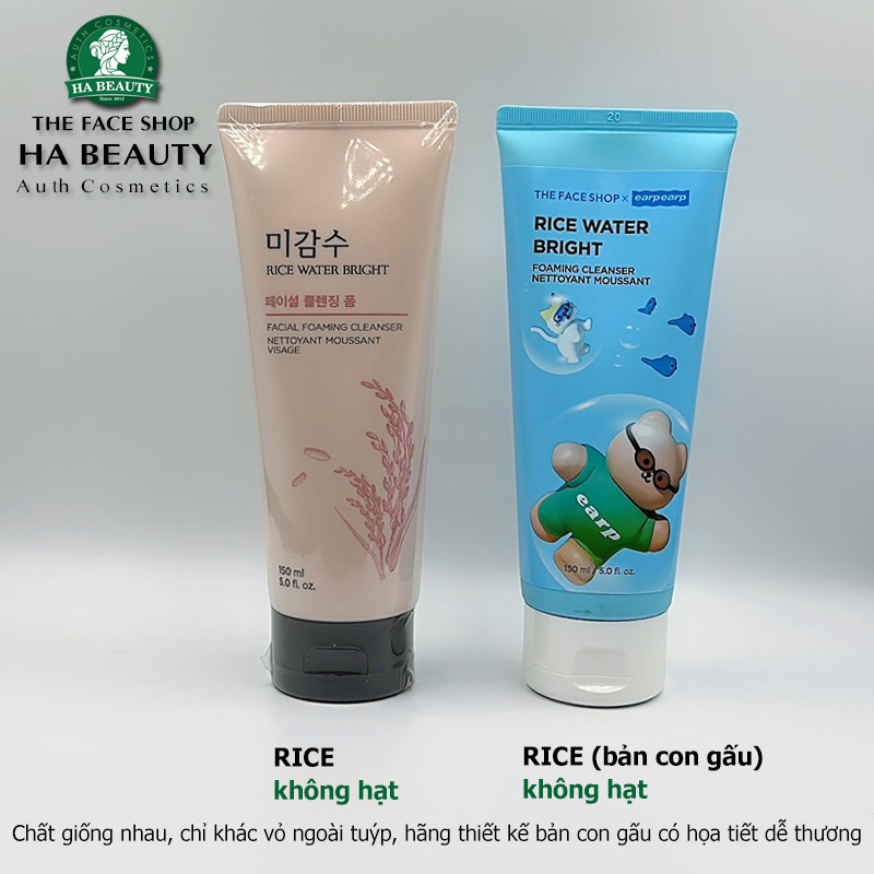 Sữa rửa mặt trắng da The Face Shop Hàn Quốc Rice Water Bright Facial Foam Cleanser 150ml cấp ẩm không có hạt Hà Beauty