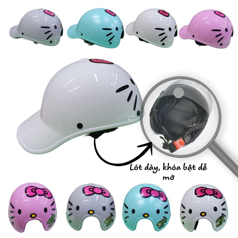 Mũ bảo hiểm Kết Hello Kitty dễ thương - Hàng Công Ty Việt Nam