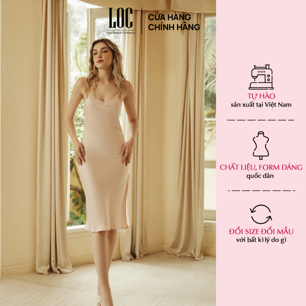 Váy lụa 2 dây dáng dài hở lưng mặc nhà LOC VNGV2