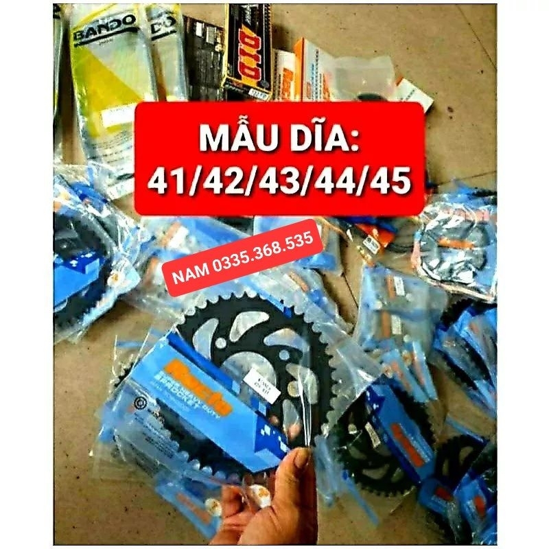 Nhông sên dĩa winner x,winner 150,sonic 150,cbr150 cùi dĩa 4 lỗ 36,37,38,39,40,41,42,43,45 sên vàng recto chính hãng