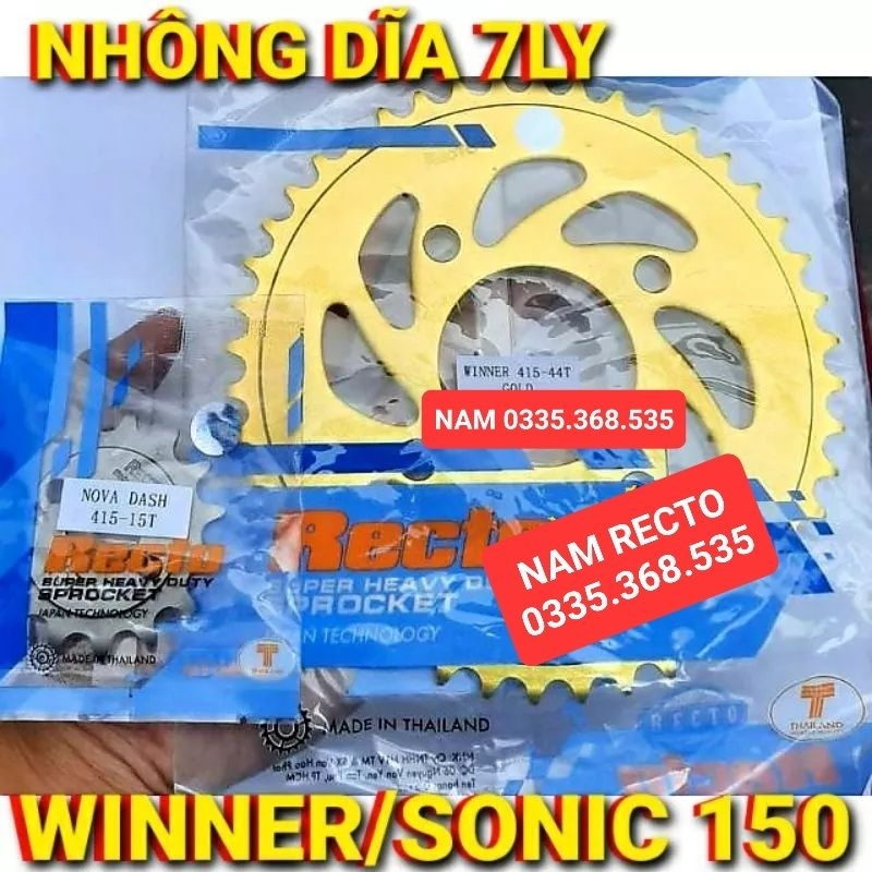 NHÔNG DĨA 7LY WINNER/SONIC 150 DĨA VÀNG 42T 44T NHÔNG 14T 15T RECTO>>>