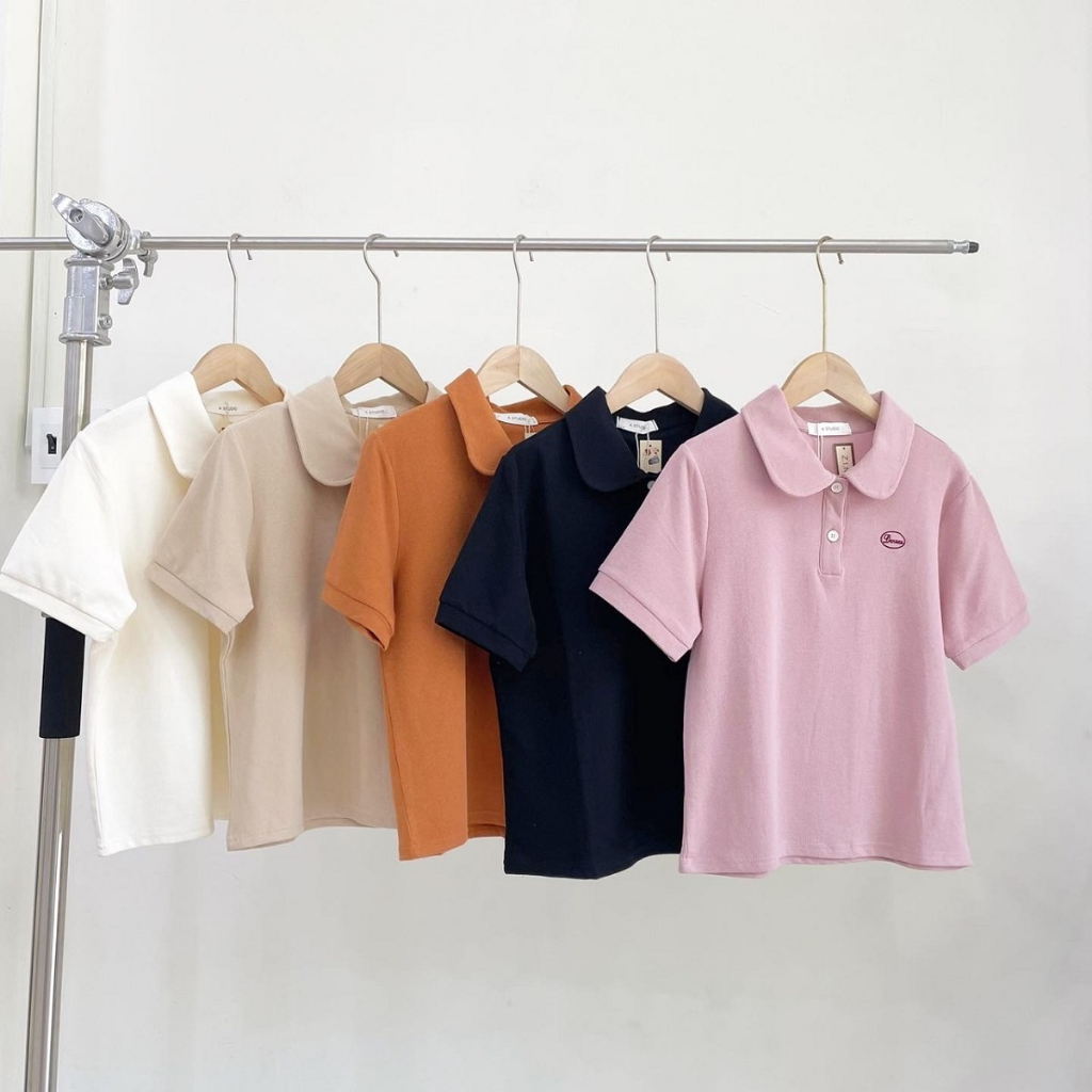 Áo thun polo cổ sen thêu ngực ngắn tay 3319