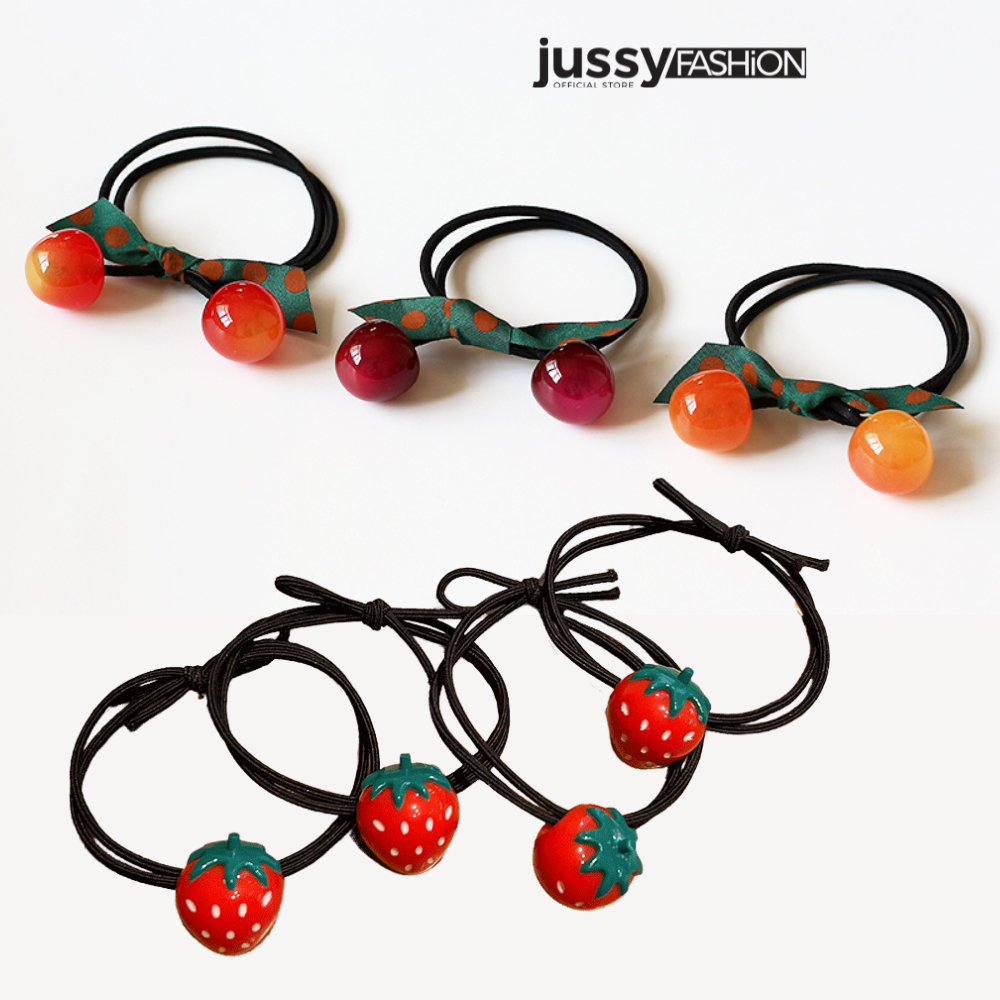 Chùm 30 Dây Buộc Tóc Cherry Dễ Thương Nhiều Màu Hot Trend Jussy Fashion Buộc Tóc Hàn Quốc Cho Nữ