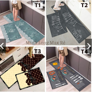 Bộ thảm bếp 3d cao cấp chống trơn trượt 2 chi tiết