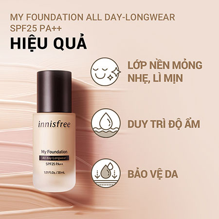 Kem Nền Innisfree My Foundation All day-Longwear SPF25 PA++ 30ml