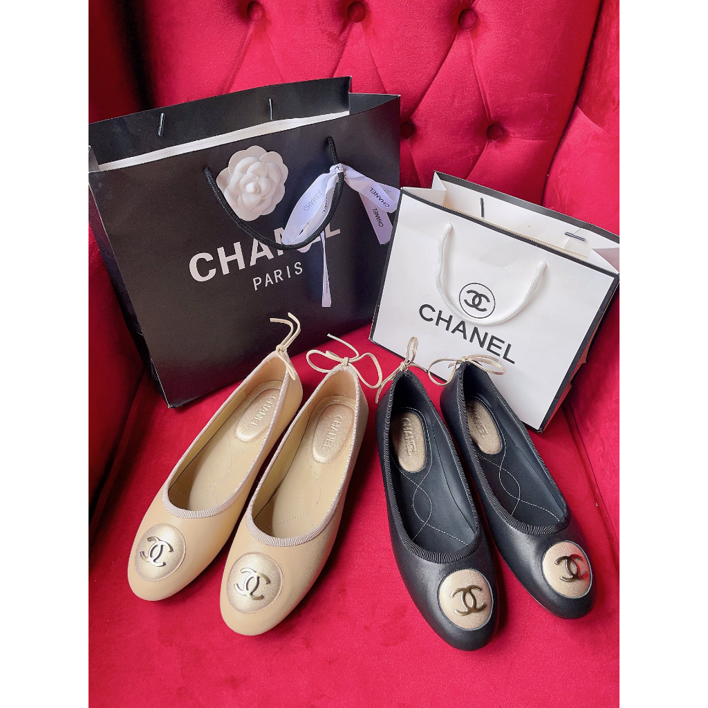 Giày búp bê da thật thời trang cao cấp Channel CN phong cách nữ tính, thanh lịch