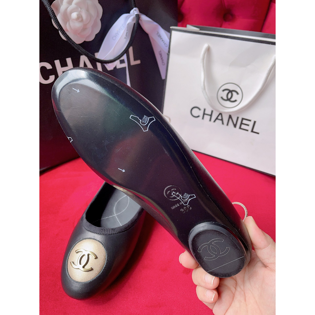 Giày búp bê da thật thời trang cao cấp Channel CN phong cách nữ tính, thanh lịch