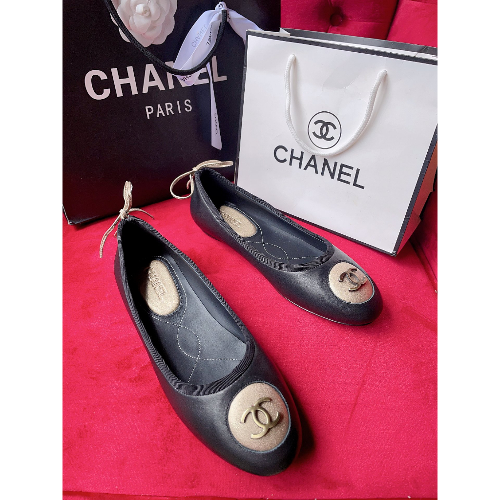 Giày búp bê da thật thời trang cao cấp Channel CN phong cách nữ tính, thanh lịch