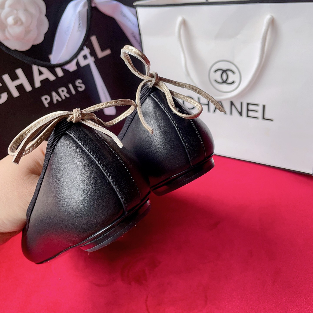 Giày búp bê da thật thời trang cao cấp Channel CN phong cách nữ tính, thanh lịch