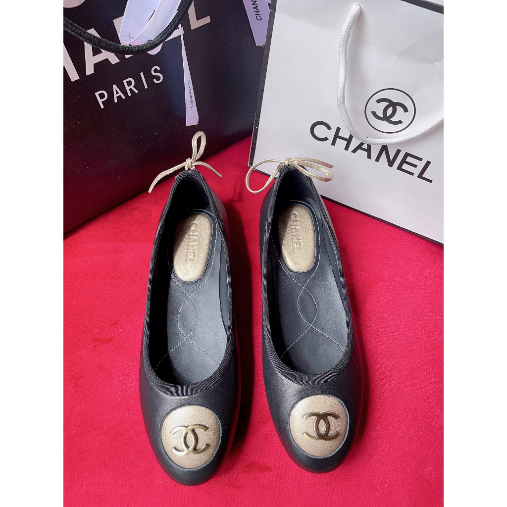 Giày búp bê da thật thời trang cao cấp Channel CN phong cách nữ tính, thanh lịch